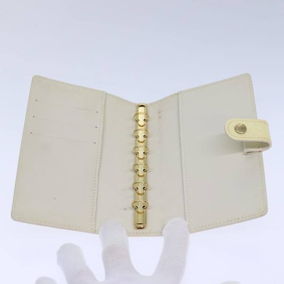 LOUIS VUITTON Vernis Agenda PM Day Planner Cover Perle R21010 LV Auth 84665